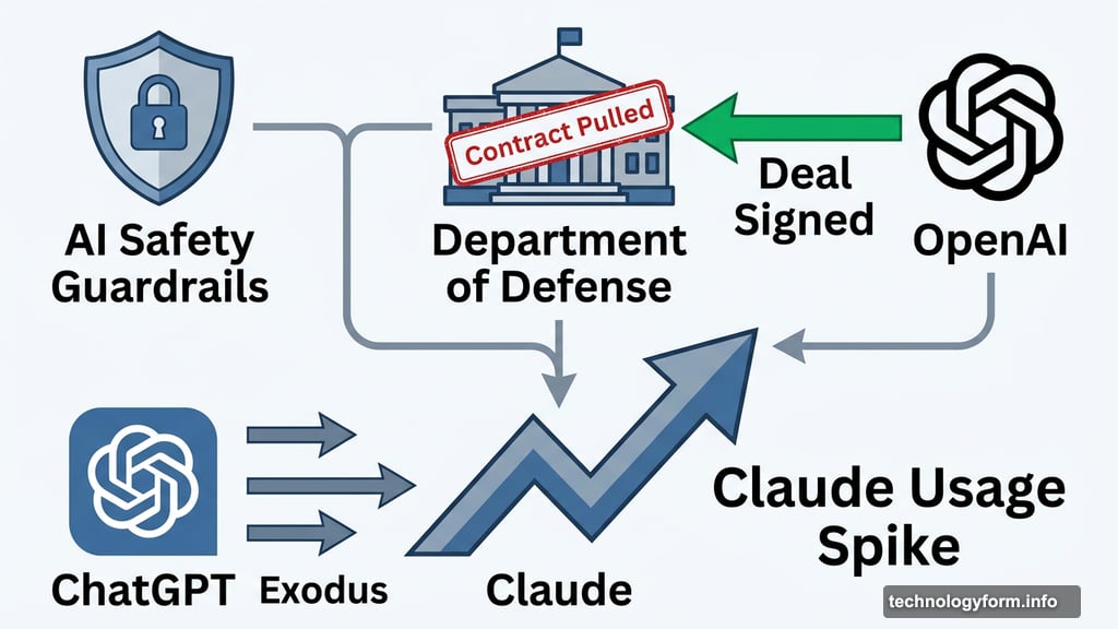 Anthropic refused DoD safety guardrail removal causing Claude usage spike