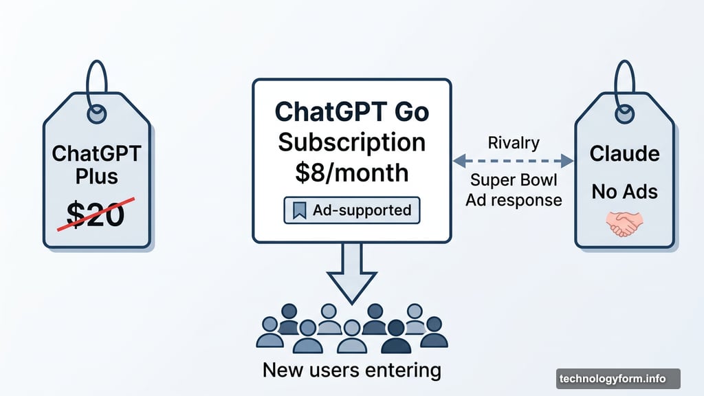 ChatGPT Go eight dollar ad-supported tier vs Claude no-ads promise