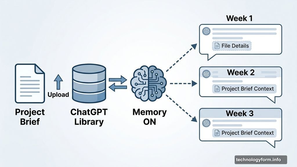 ChatGPT Memory feature references saved Library files across future conversations