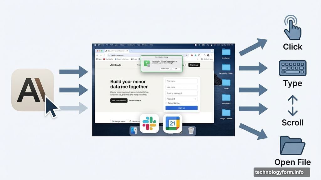 Claude takes over mouse and keyboard clicking scrolling typing on MacOS