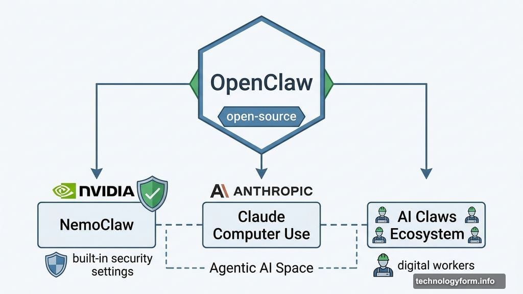 OpenClaw ecosystem spawning NemoClaw Nvidia and Claude agentic AI
