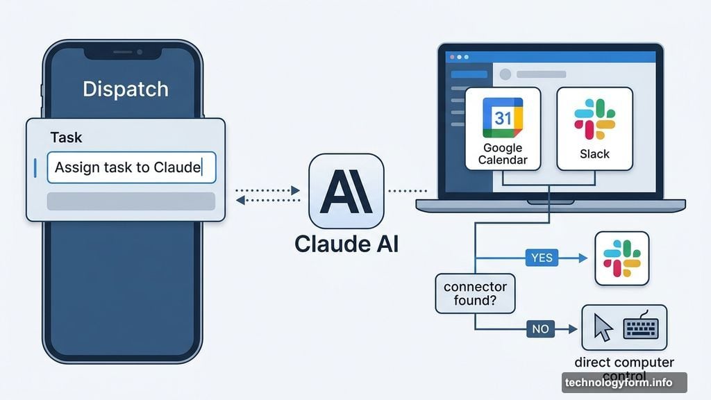 Dispatch app assigns tasks to Claude using connectors or direct computer control