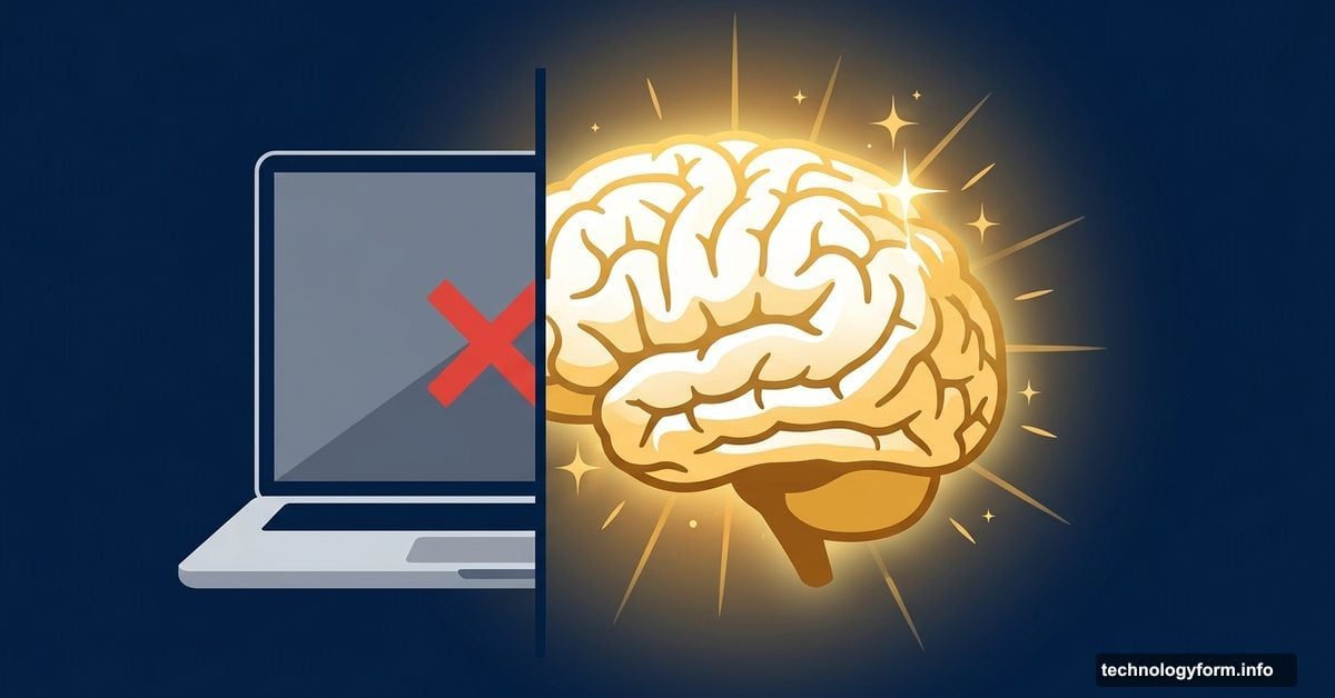 Glowing human brain overpowering a closed ChatGPT laptop screen