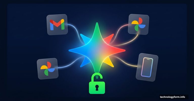 Gemini logo unlocked with Gmail and Photos icons glowing free