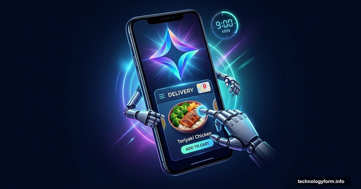 Gemini AI autonomously controlling a smartphone to order food delivery