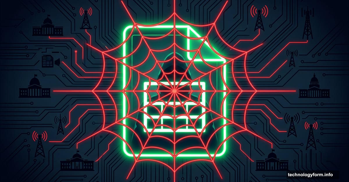 Spy network hidden inside glowing Google Sheets spreadsheet icon