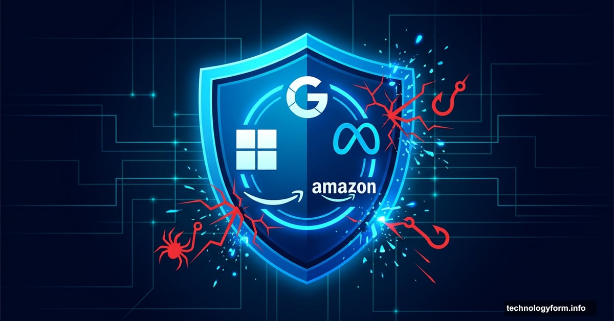 Tech giants unite behind glowing shield to block online scams