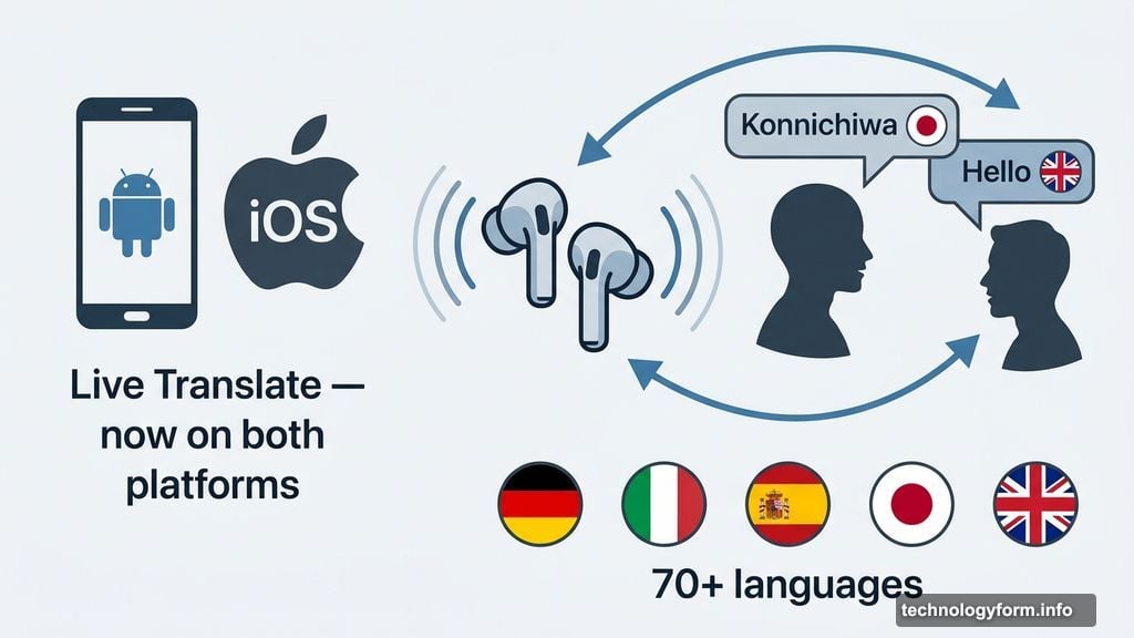 Live Translate on iOS earbuds supports 70 languages across five countries