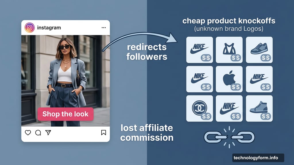 Instagram Shop the look button redirects followers to cheap knockoff products