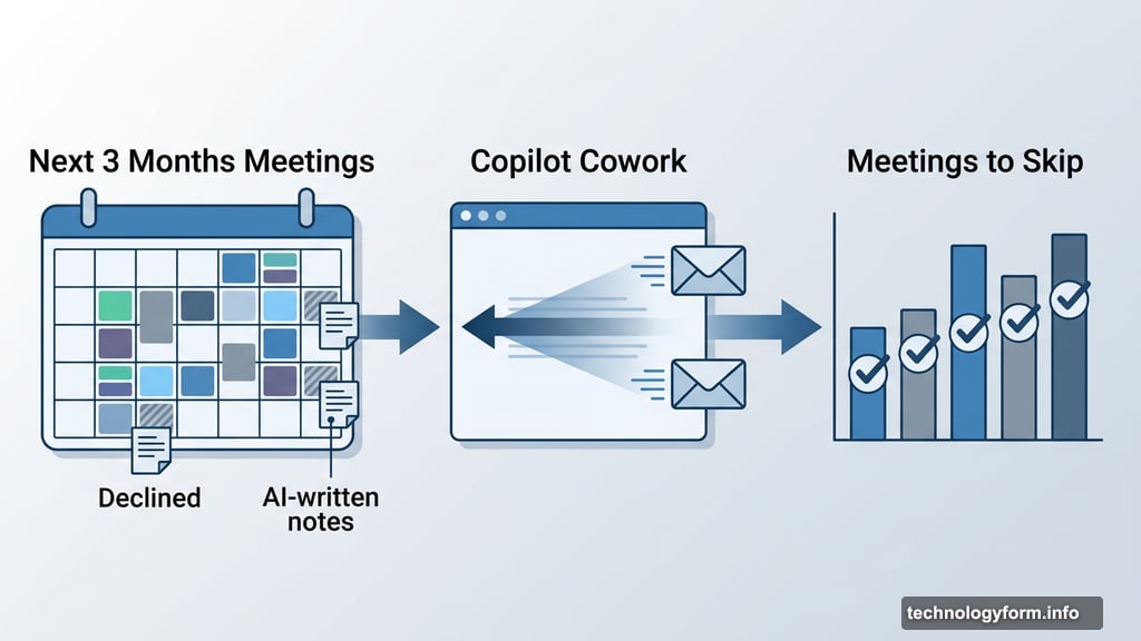 Copilot Cowork declines meetings and attaches AI-written notes automatically