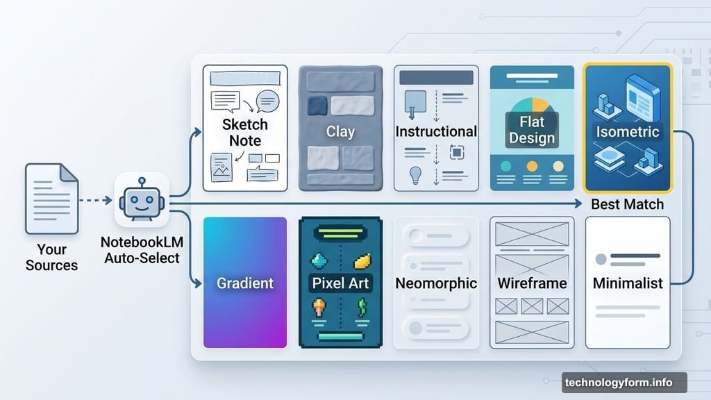 Ten new infographic styles in NotebookLM chosen automatically from sources