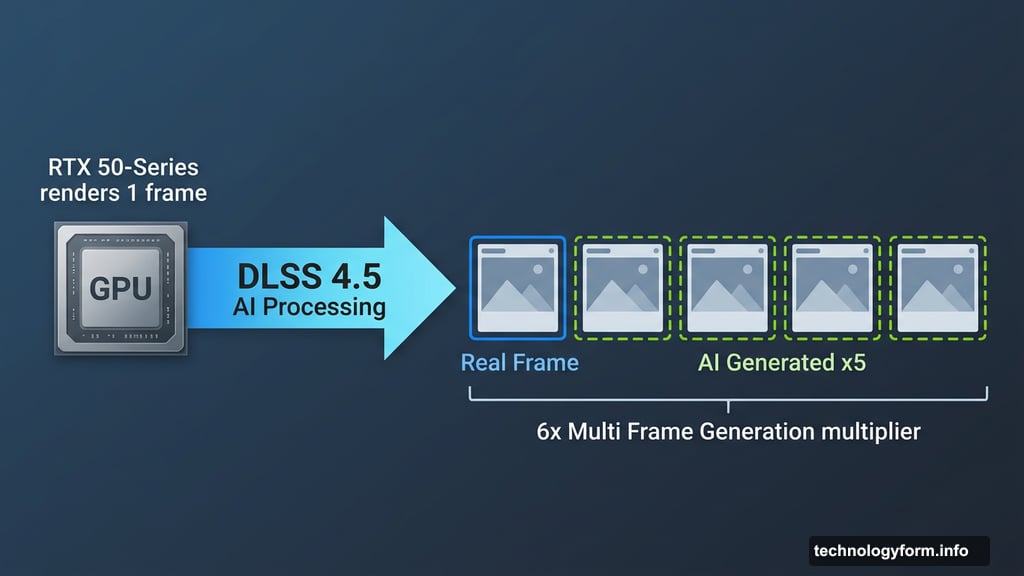 DLSS 4.5 generates five additional frames for every real rendered frame