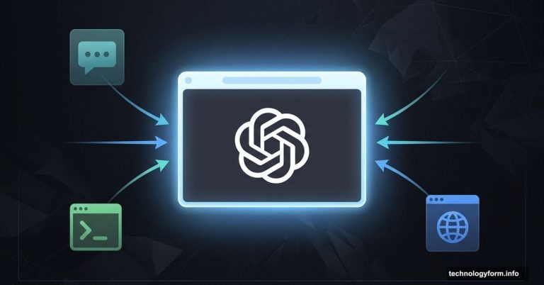 Three apps merging into one glowing OpenAI desktop super app