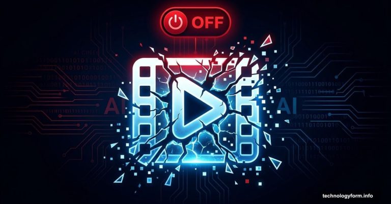 Shattering AI video play button icon symbolizing OpenAI Sora shutdown