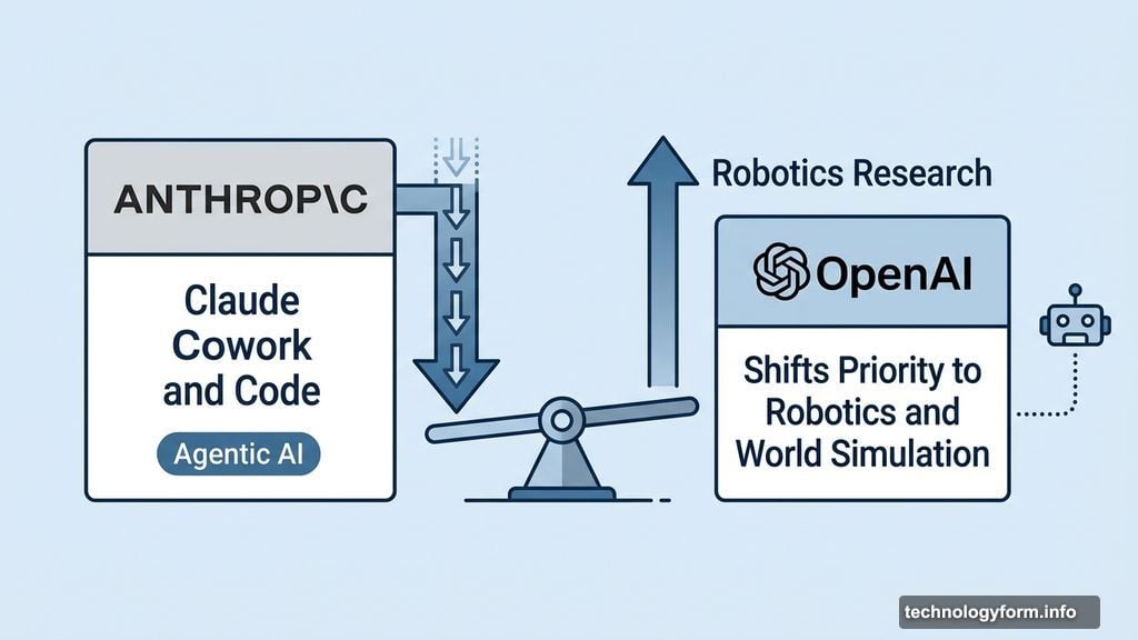 Anthropic Claude Cowork pressures OpenAI to pivot toward robotics simulation research