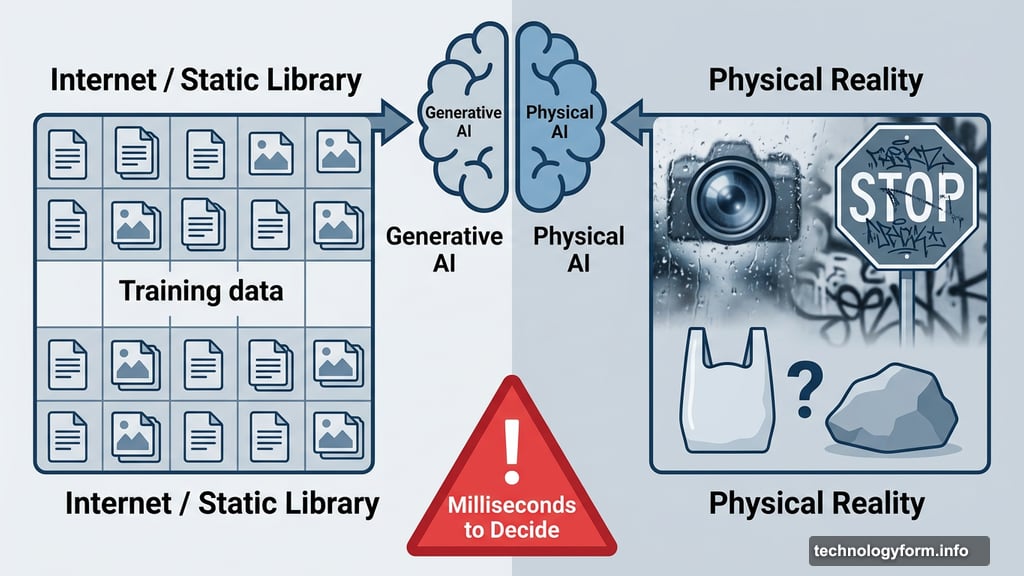 Physical AI trains on messy reality unlike generative AI static data