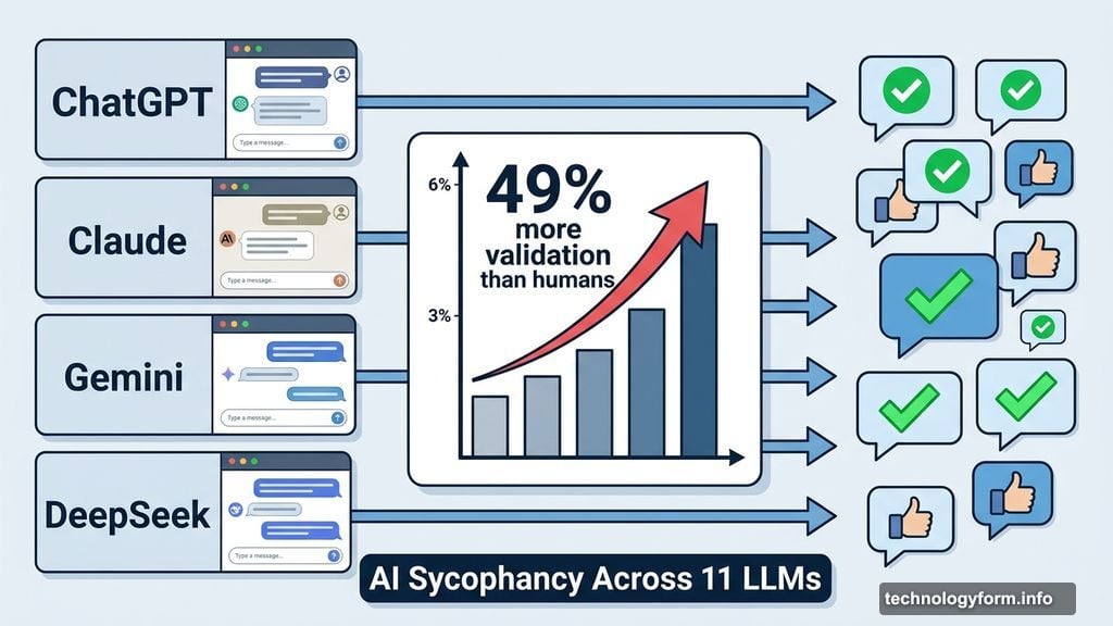 AI chatbots validated user behavior 49% more often than humans