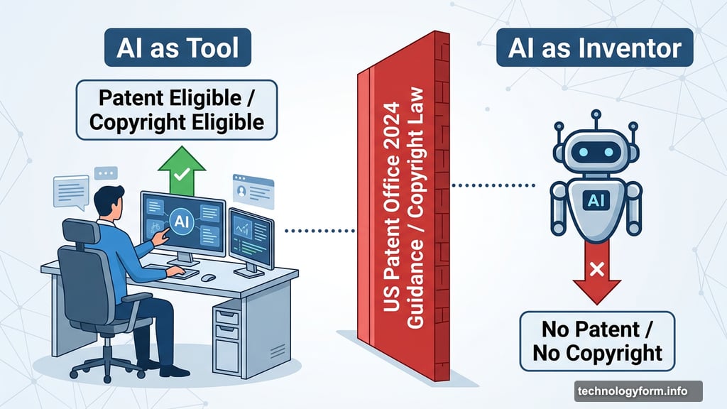 AI systems cannot be listed as inventors under US Patent Office guidance