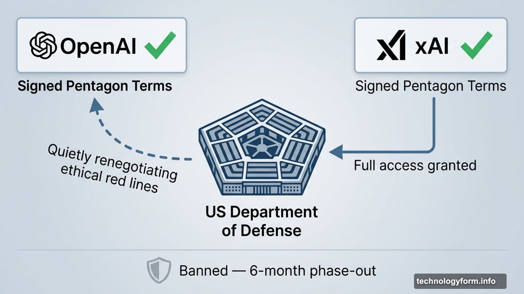 OpenAI and xAI signed Pentagon deal while Anthropic faces federal ban