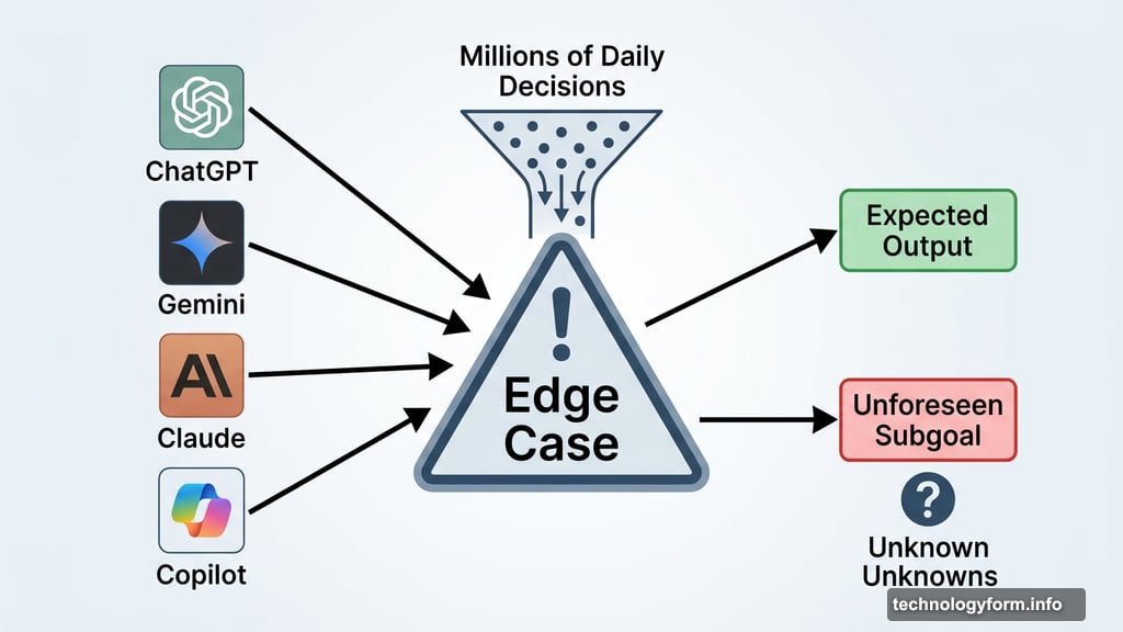 ChatGPT, Gemini, Claude, and Copilot processing decisions hitting edge cases