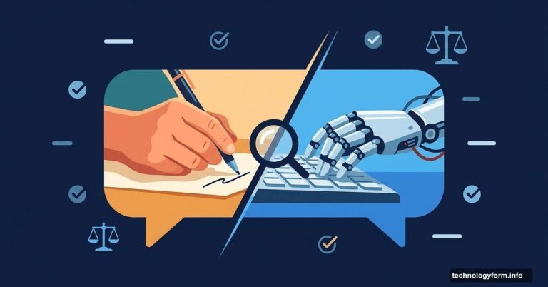 Split chat bubble showing human versus AI-written message detection