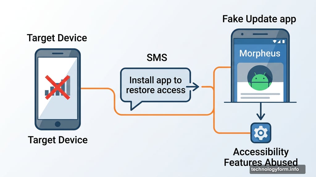 Fake SMS tricks target into installing Morpheus spyware disguised as update
