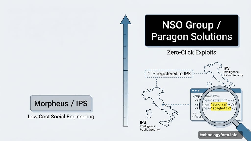 IPS spyware linked to Italy via code strings and registered IP address