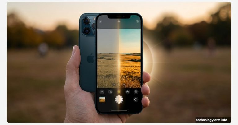 iPhone screen showing dull photo transforming into vibrant styled image