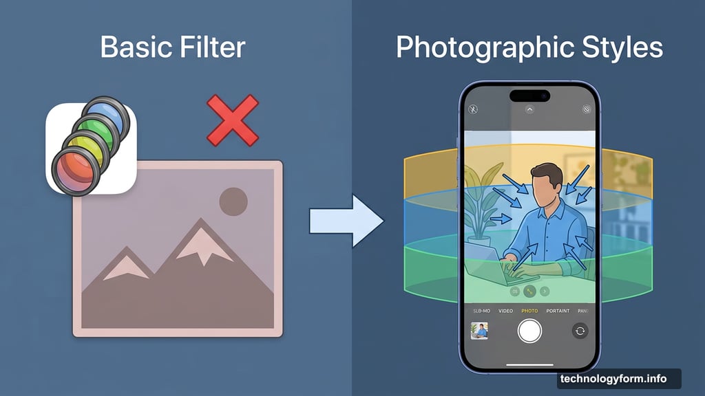 Photographic Styles analyze depth and adjust specific colors in specific areas