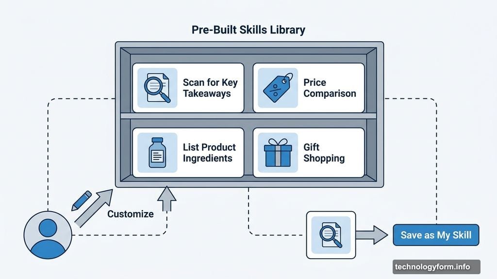 Pre-built Skills library lets users customize and save common AI tasks
