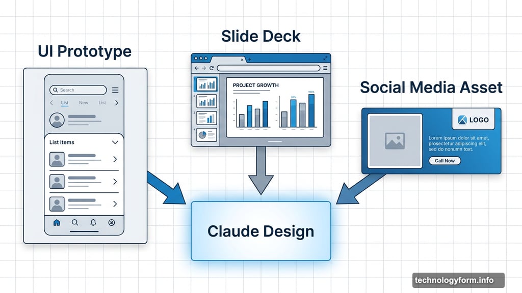 Claude Design builds slide decks, social media assets, and UI prototypes