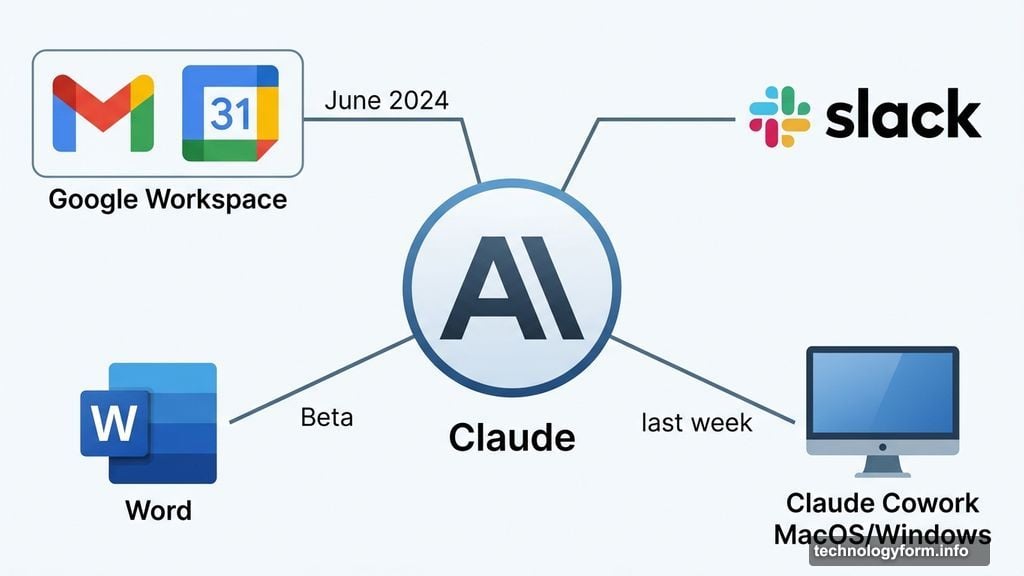 Claude workplace integrations across Word, Slack, and Google Workspace