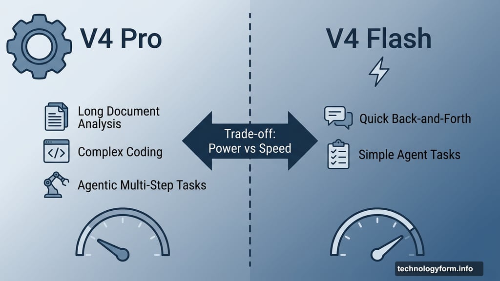V4 Pro targets complex coding while V4 Flash prioritizes response speed