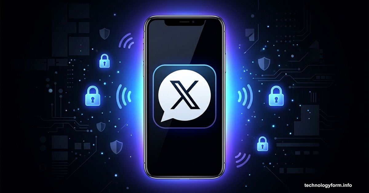 XChat app launch on smartphone with encryption lock icons glowing
