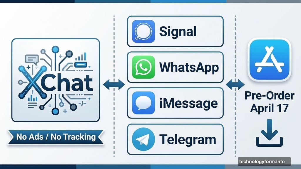 XChat pre-order April 17 competes with Signal WhatsApp and iMessage