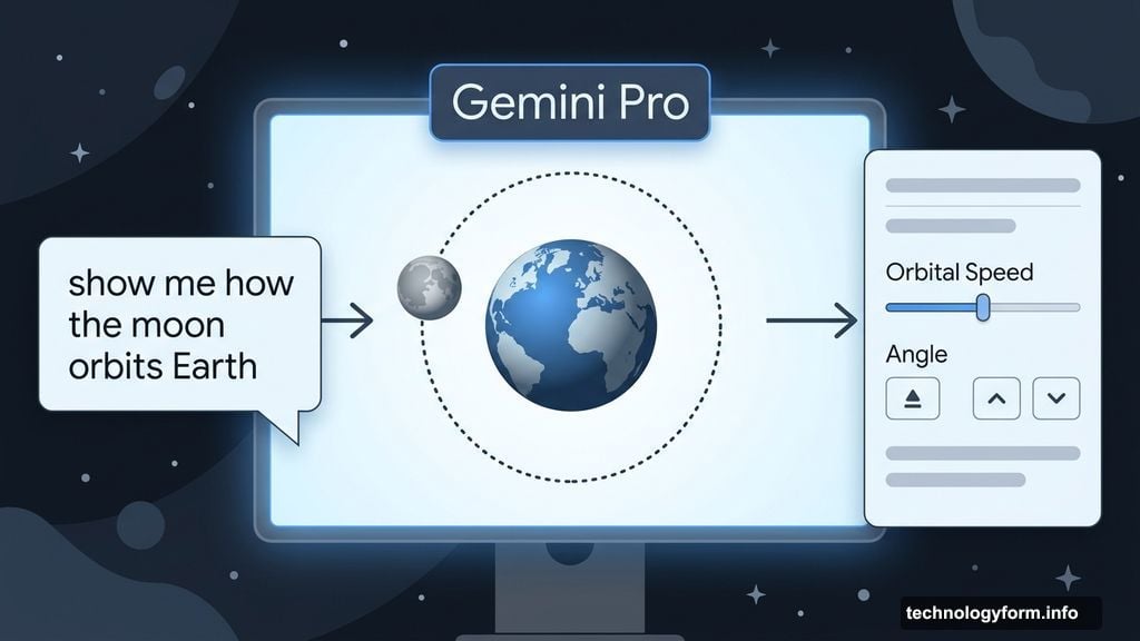 Gemini creates interactive moon orbit simulation with adjustable slider controls