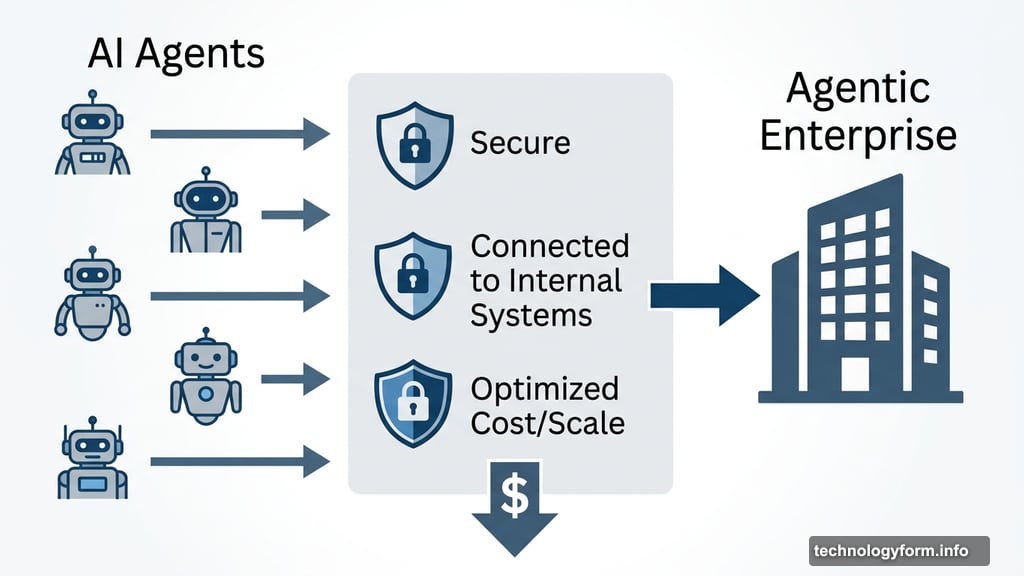 AI agents secured and connected to internal systems in agentic enterprise