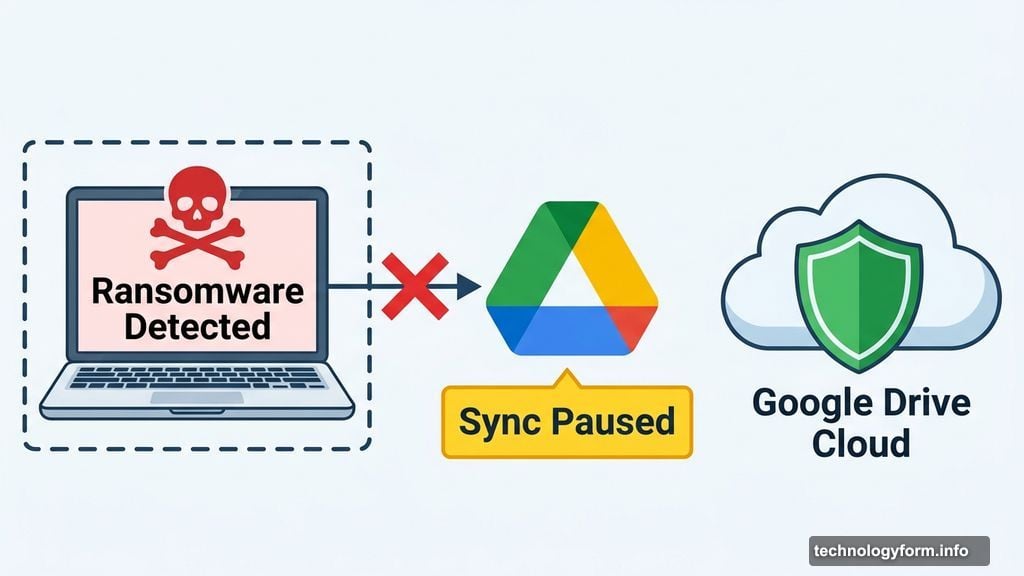 Google Drive desktop app automatically pauses cloud syncing during ransomware attack