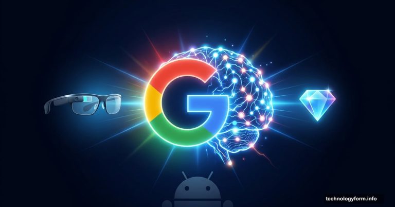 Google IO 2026 AI brain logo with smart glasses and Gemini