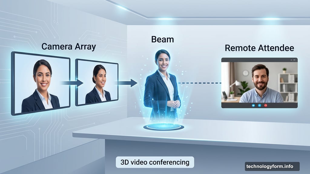 Beam 3D video conferencing uses multiple cameras to project hologram meetings