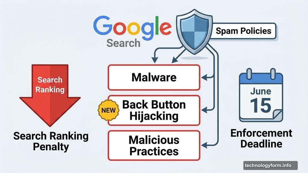 Google spam policy adds back button hijacking under malicious practices category