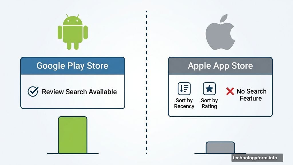 Google Play Store review search pulls ahead of Apple App Store
