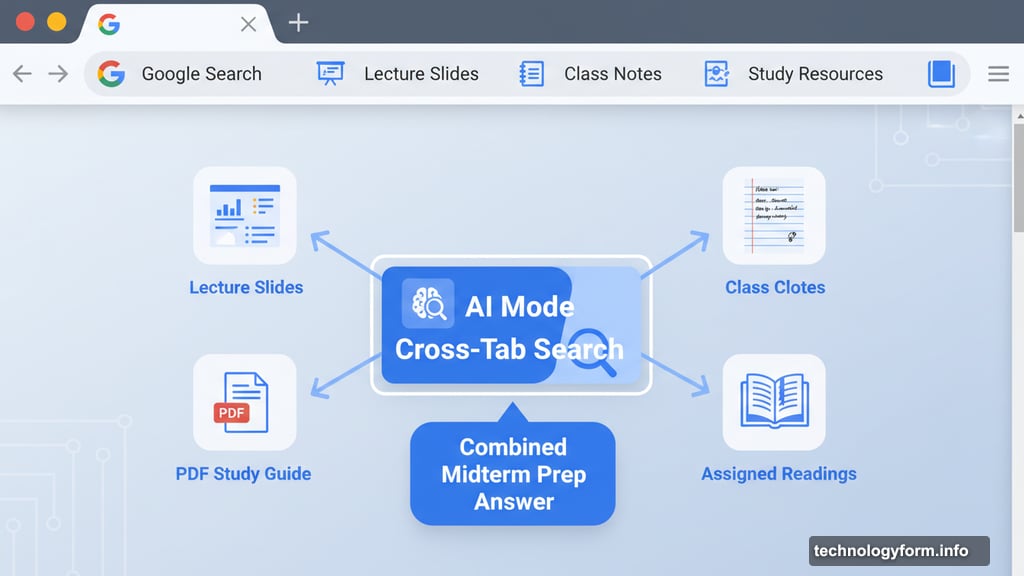 Cross-tab search pulls lecture slides, notes, and PDF study guide together