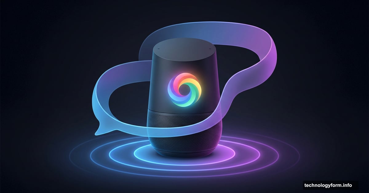 Google Gemini smart speaker glowing during natural continuous conversation