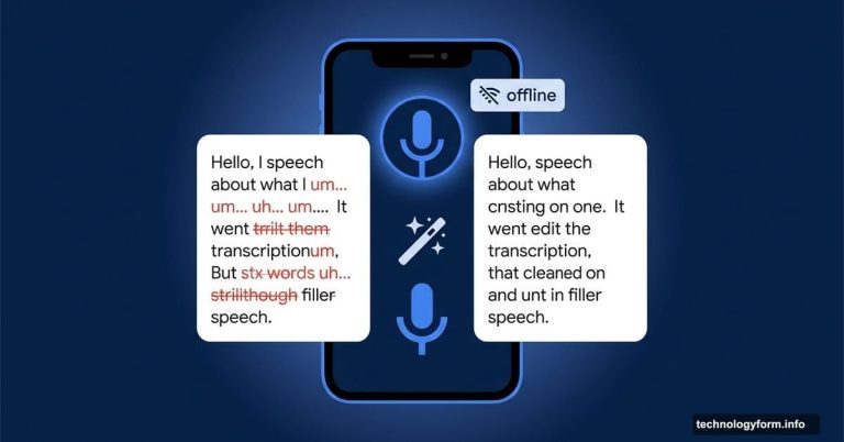 Smartphone mic icon transforms messy speech into clean polished text