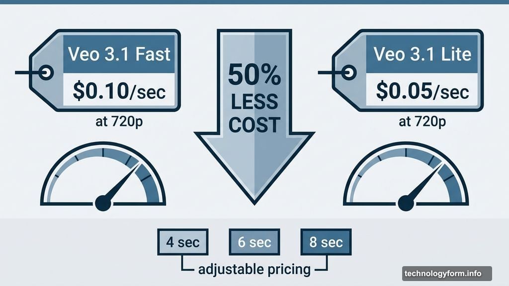 Veo 3.1 Lite costs 50% less than Veo 3.1 Fast at same speed