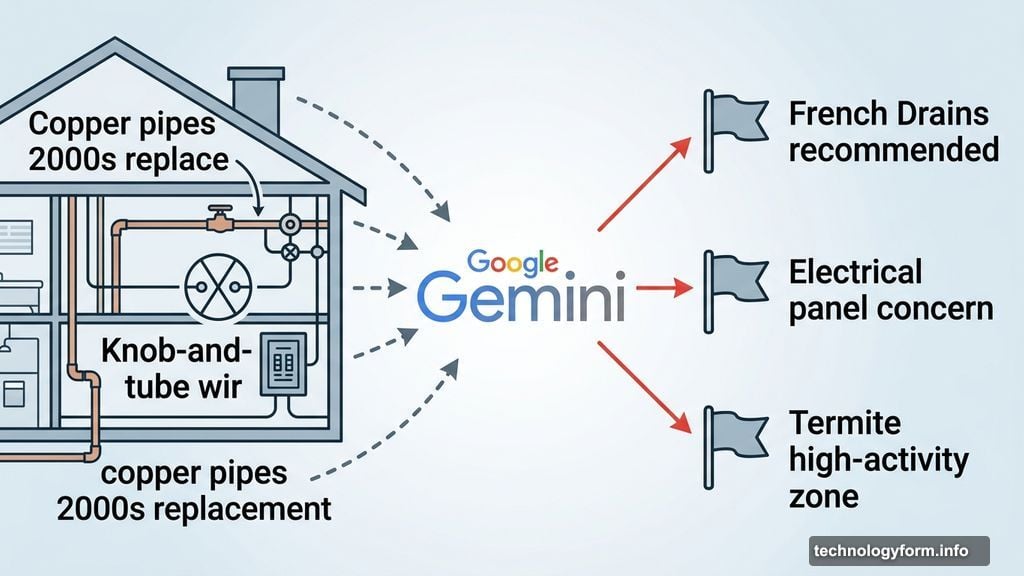 Google Gemini flagging termite high-activity zone and electrical panel concerns