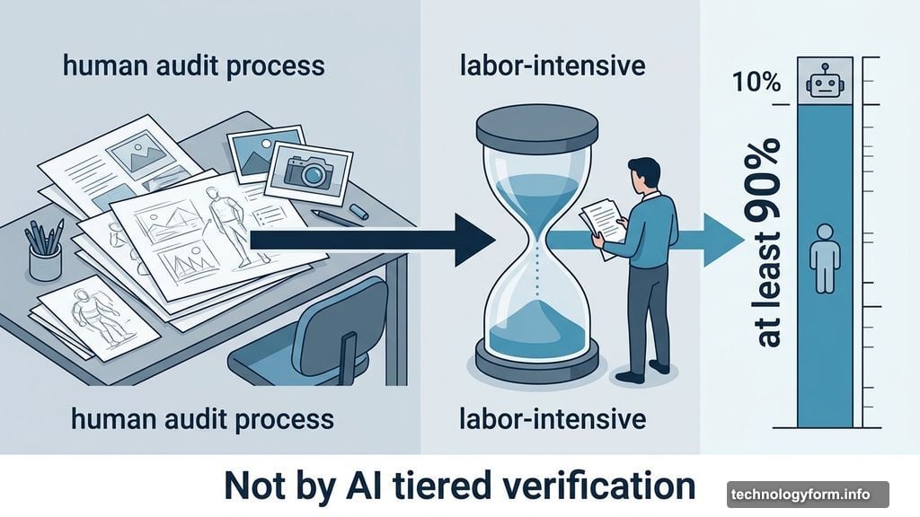 Human auditors review sketches and drafts to verify Not by AI certification