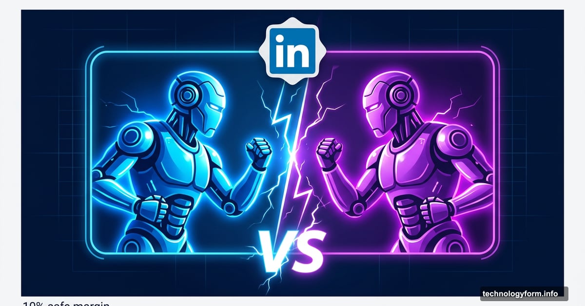 Two AI models facing off in a LinkedIn-branded arena showdown