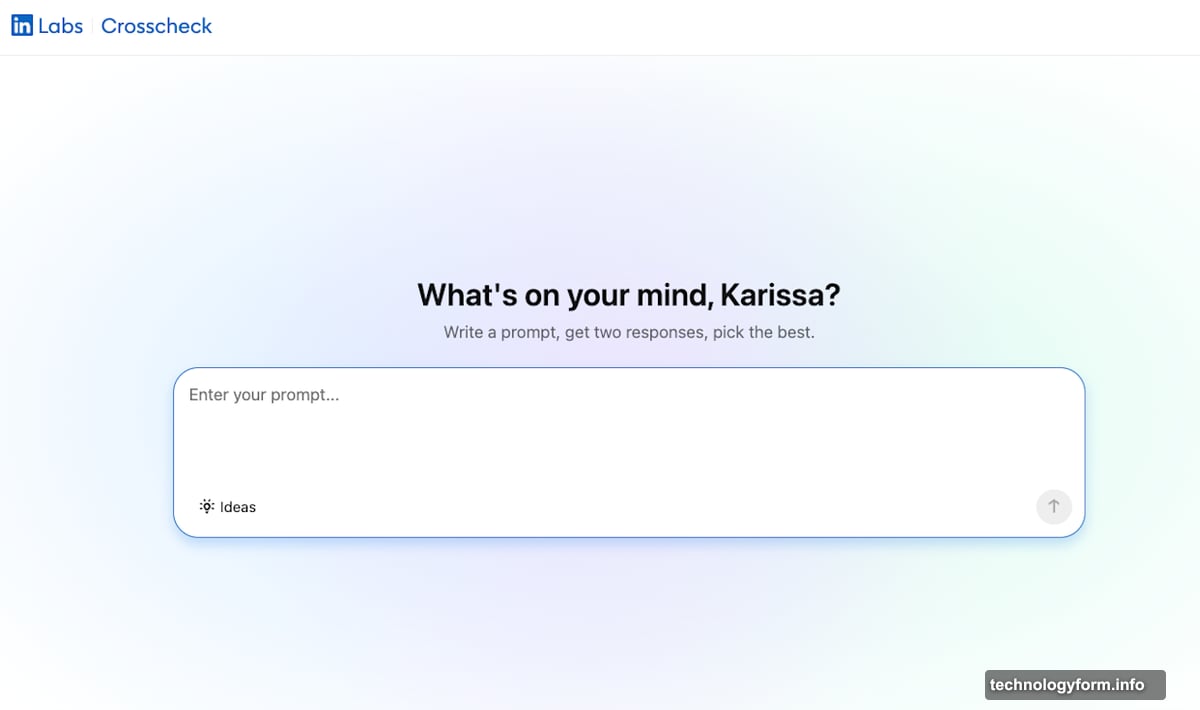 LinkedIn Crosscheck blind taste test comparing two AI model responses